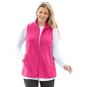 Woman Within Plus Size Zip-Front Microfleece Vest