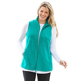 Woman Within Plus Size Zip-Front Microfleece Vest