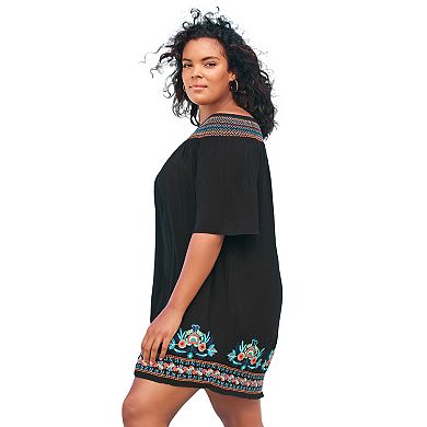 Swim 365 Women's Plus Size Off-The-Shoulder Cover Up