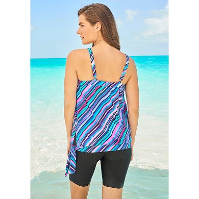 Swim 365 Women's Plus Size Blouson Tankini Top With Adjustable Straps