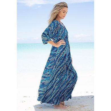 Swim 365 Women's Plus Size Faux-Wrap Swim Cover Up