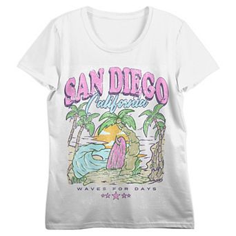 Juniors' San Diego Distressed Beach Graphic Tee