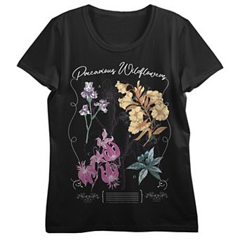 Juniors' Precarious Wildflowers Graphic Tee