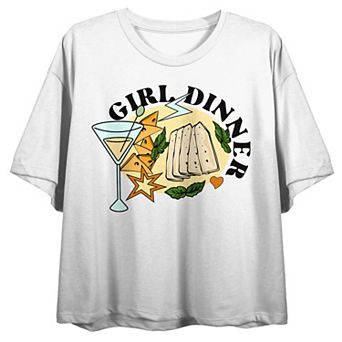 Juniors' Girl Dinner Martini, Cheese & Crackers Graphic Tee