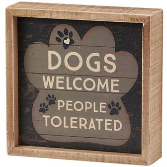 By Kathy Dogs Welcome Box Sign Table Decor