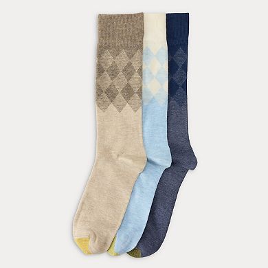 Men's GOLDTOE® 3-pack Argyle Border Crew Socks