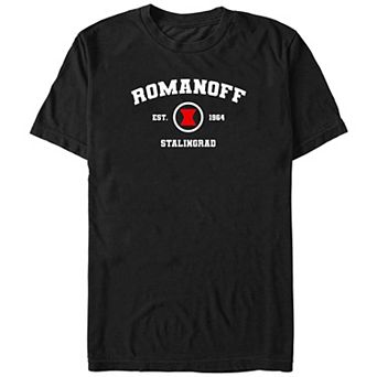 Big & Tall Marvel Black Widow Romanoff Est. 1964 Graphic Tee