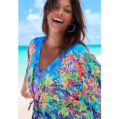 Swim 365 Women's Plus Size Ruched Caftan Cover Up