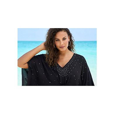 Swim 365 Women's Plus Size Ruched Caftan Cover Up
