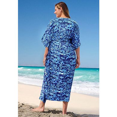 Swim 365 Women's Plus Size Ruched Caftan Cover Up