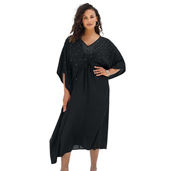 Swim 365 Women's Plus Size Ruched Caftan Cover Up