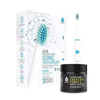 Usb Rechargeable Rotary Toothbrush + Freebie Activated Coconut Charcoal Powder Natural Teeth Whitene