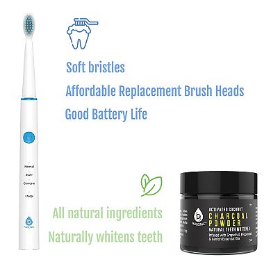 Usb Rechargeable Rotary Toothbrush + Freebie Activated Coconut Charcoal Powder Natural Teeth Whitene