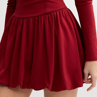 Juniors' Live To Be Spoiled Long Sleeve Bubble Dress