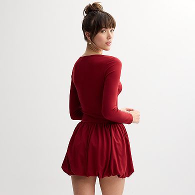 Juniors' Live To Be Spoiled Long Sleeve Bubble Dress