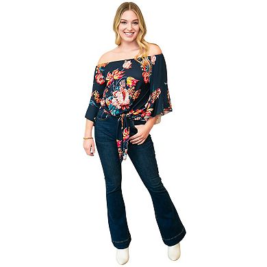 Women's Trumpet Sleeve Tie-front Blouse