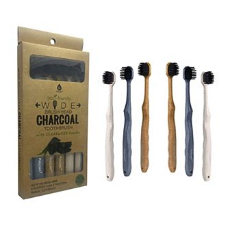 Pursonic Wide Brush Head Charcoal Toothbrush (6 Pack)