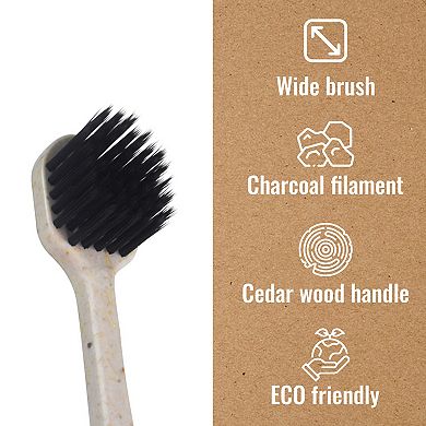 Pursonic Wide Brush Head Charcoal Toothbrush (6 Pack)