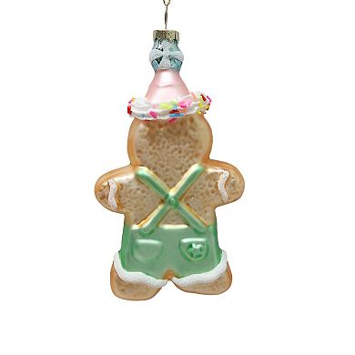 St. Nicholas Square Glass Gingerbread Christmas Ornament