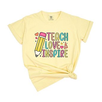 Teach Love Inspire Pencil Garment Dyed Tees