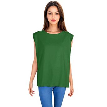 Women's Shoulder Pad T-shirt Tank Tops
