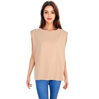 Women's Shoulder Pad T-shirt Tank Tops