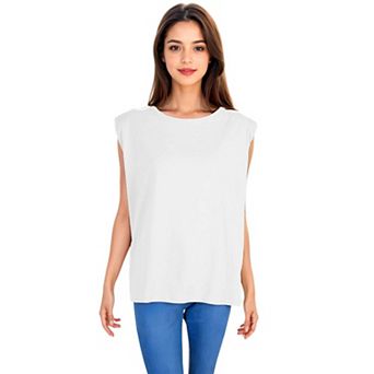 Women's Shoulder Pad T-shirt Tank Tops