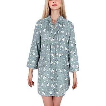 Women's Shirts Casual Loose Long Sleeve Button Down Floral Print Hollow Blouse Tops
