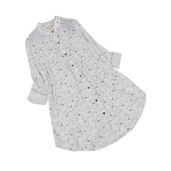 Women's Shirts Casual Loose Long Sleeve Button Down Floral Print Hollow Blouse Tops