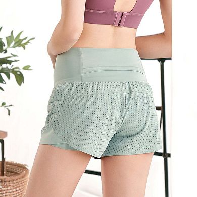 Women's Quick Dry Loose Running Shorts 2-in-1 Gym