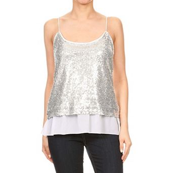Women's Sequin Spaghetti Camisole Tank Top