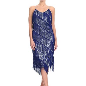 Women's Sequin Fringe Party Midi Dress
