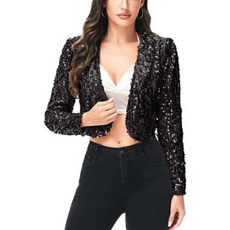 Women's Sequin Bedazzled Long Sleeve Bolero