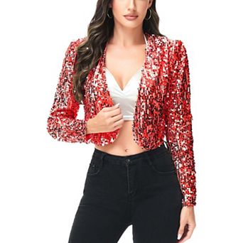 Women's Sequin Bedazzled Long Sleeve Bolero