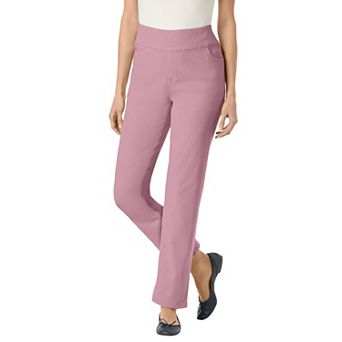 Woman Within Plus Size Petite Pull-On Straight-Leg Gap-Free Stretch Denim Jeans