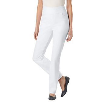 Woman Within Plus Size Petite Pull-On Straight-Leg Gap-Free Stretch Denim Jeans