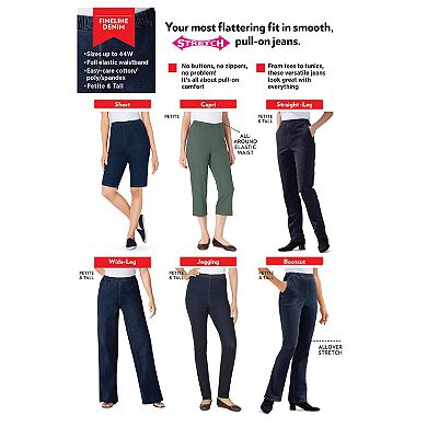 Woman Within Plus Size Tall Fineline Stretch Denim Pull-On Bootcut Jeans