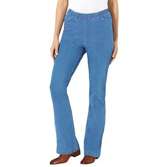 Woman Within Plus Size Tall Fineline Stretch Denim Pull-On Bootcut Jeans