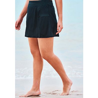 Swim 365 Women's Plus Size Zip-Pocket Swim Skort