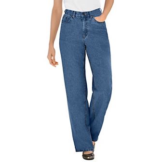 Woman Within Plus Size Petite Perfect Relaxed All-Cotton Denim Five-Pocket Jeans