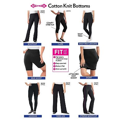 Woman Within Plus Size Stretch-Cotton Knit Pull-On Bootcut Leggings
