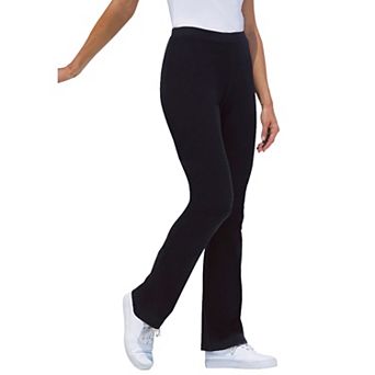 Woman Within Plus Size Stretch-Cotton Knit Pull-On Bootcut Leggings
