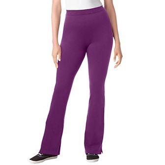 Woman Within Plus Size Stretch-Cotton Knit Pull-On Bootcut Leggings