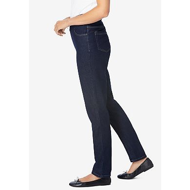 Woman Within Plus Size Flex Slim-Leg Pull-On Gap-Free Stretch-Denim Jeans