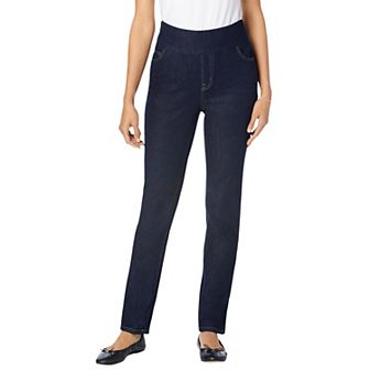Woman Within Plus Size Slim-Leg Pull-On Gap-Free Stretch-Denim Jeans