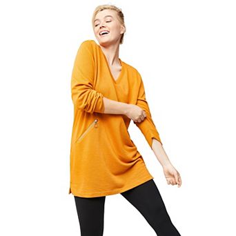 ellos Plus Size Zip Pocket French Terry Sweatshirt Tunic