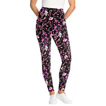 Woman Within Plus Size Petite Stretch-Cotton Knit Pull-On Printed Leggings