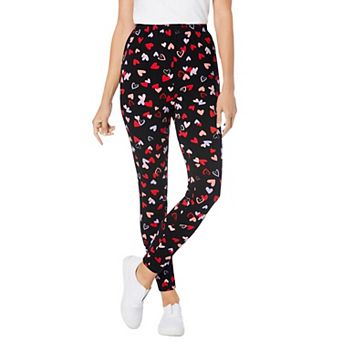 Woman Within Plus Size Petite Stretch-Cotton Knit Pull-On Printed Leggings