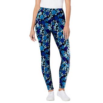 Woman Within Plus Size Petite Stretch-Cotton Knit Pull-On Printed Leggings