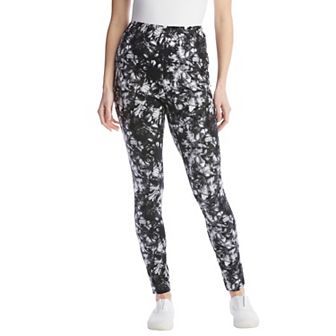 Woman Within Plus Size Petite Stretch-Cotton Knit Pull-On Printed Leggings